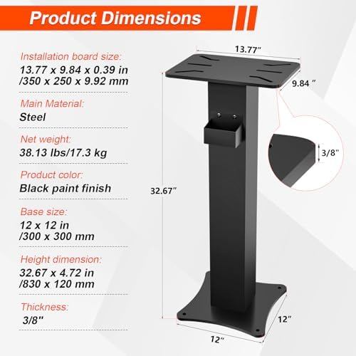 Bench Grinder Stand, Floor Pedestal, 13.77"x9.84" Mounting Plate, 32.67" H