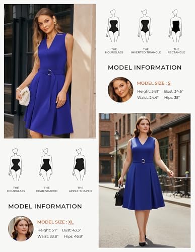 GRACE KARIN Women's Fit and Flare Work Business Dress with Belt