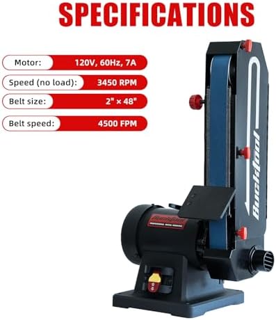 BUCKTOOL 2x48" Belt Sander for Knife Making and Metal,1HP,7A,4500FPM