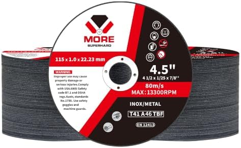 Cut Off Wheels 4-1/2 Inch, 100 Pack Cutting Discs, 4.5" x 0.047" x 7/8" for Angle Grinder, Metal & Stainless Steel Fast Cutting
