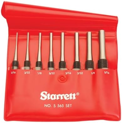 Starrett Drive Pin Punch Set, 8-Piece, 4" Length