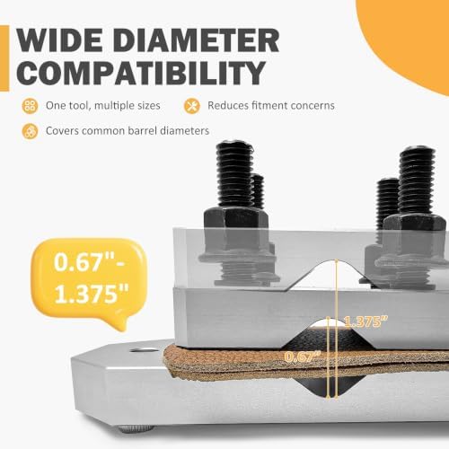 Professional Grade Heavy Duty Barrel Vise Tool，Universal Barrel Clamp Surface Protection Design，Compatible with Outer diameters 0.67 to 1.375 inches，Aluminum Barrel Clamp