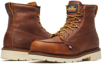 Thorogood American Heritage 6" Steel Safety Moc Toe Work Boot for Men, Durable Leather, Slip-Resistant Outsole, ASTM Rated
