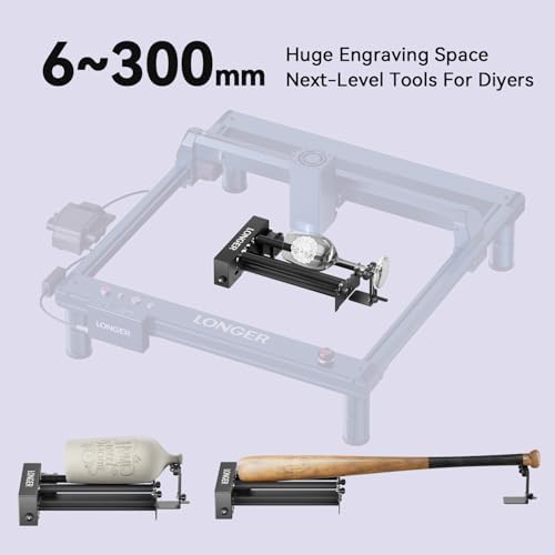 Longer Rotary Roller Series,with Bracket, Y-Axis 360° Rotation for Laser Engraver Engraving Cylindrical Objects Tumblers Cans Cups Bottles, Compatible with 99% of Laser Engraver,Size 268 * 184 * 60mm