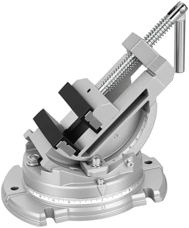 Multi-Angle Bench Clamp with Heavy-Duty Vise Function: 0-90° Tilt, 360° Swivel Base, 3" Jaw, Cast Iron & Powdered Metallurgy Jaws for Woodworking, Drilling, Milling DIY