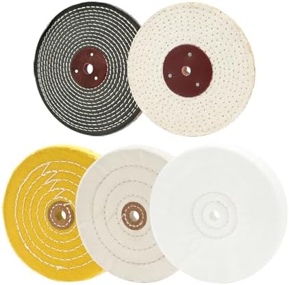 SCOTTCHEN Buffing Polishing Wheels 6in x 1/2in Arbor Soft (30Ply) / Fine (50Ply) / Medium (42Ply) / Coarse (50Ply) / Rough (5Ply) for Bench Grinder - 5pcs
