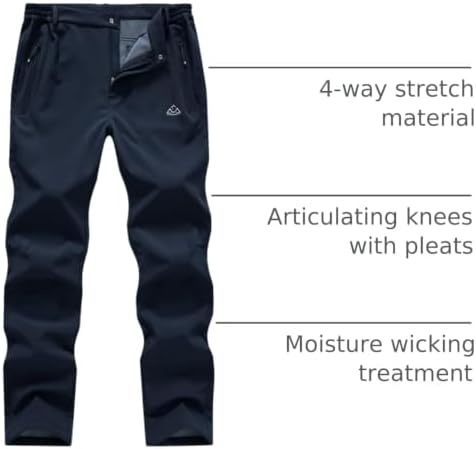 BASUDAM Men's Work Pants Softshell Winter Fleece Lined Insulated Outdoor