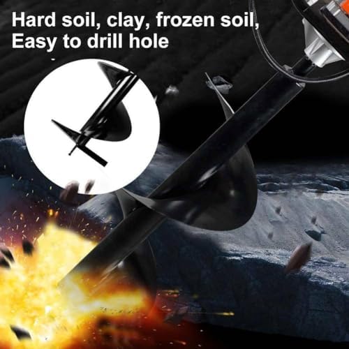 62cc 2.8HP Post Hole Digger Gas Powered, Gas Earth Auger/Ice Auger, with 2 Drill Bits 3"/6"/8" + 3 Extension Bar, One Man Earth Auger for Planting Fence, EPA Compliant Post Hole Auger