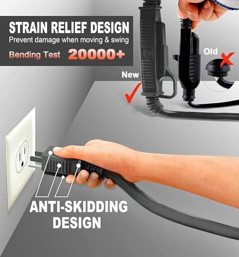 HUANCHAIN Indoor Black Extension Cord 10 FT 2Pack Waterproof 16/3 Gauge