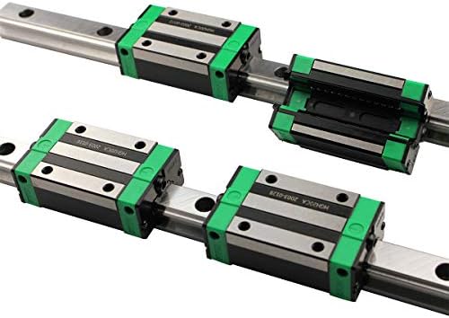 Linear Guide Rail 2 X HGR 20-1200mm Linear Slide Rail + 4 X Bearing Blocks Linear Guideway Rail for DIY CNC Routers Lathes Mills