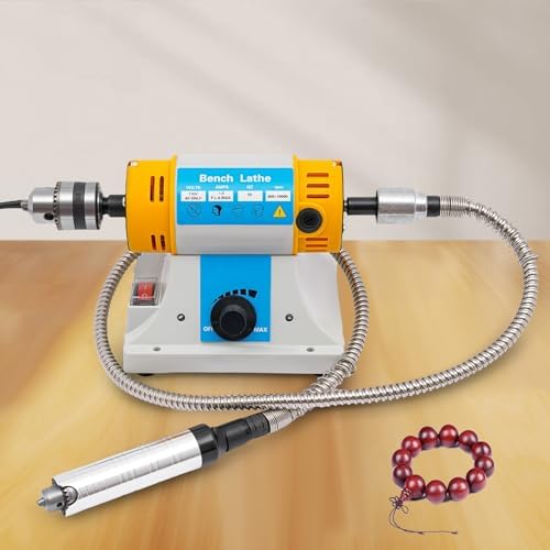 110V 320W Bench Buffer Polishing Machine, Multi-Function Benchtop Polisher Grinder with Drill Chuck, Mini Table Saw for Jewelry, Wood, Dental, Amber, Metal, 800-10000rpm/min