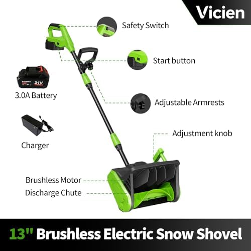 Cordless Snow Shovel, Electric Snow Shovel with Battery and Charger