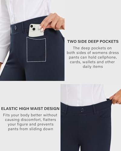 Stelle Women’s 30 Inch Straight Leg Work Pants Stretch Business Casual
