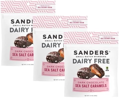 Sanders Dairy Free Dark Chocolate Sea Salt Caramel Fair Trade 5.5 oz 3-Pack (3 x 5.5 oz. pouch)