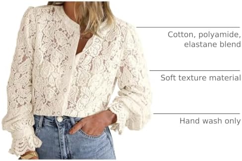 PRETTYGARDEN Women's Fall Trendy Long Sleeve Lace Tops