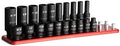 Capri Tools 1/4 in. Drive Shallow and Deep Impact Socket Set, 3/16 to 9/16 in, SAE, 20-Piece with Billet Aluminum Socket Rail