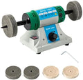 Bench Buffer Polisher, 320W Jewelry Polisher with 2 Cloth Wheels, 2 Fiber Wheels, Adjustable Variable Speed Polishing & Buffing Machine for Jewelry, Wood, Silver, Dental, Metal, Jade