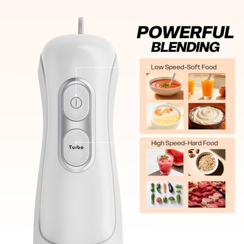 Turelar Immersion Blender Corded 400W, 2 Speed, Emulsifier, Blend