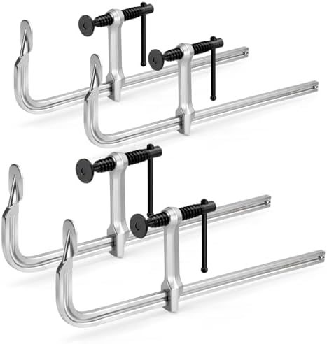 Bar Clamps 4-Pack, 12-Inch Light-duty Drop Forged Steel F Clamps (450 lbs) for Welding and Woodworking