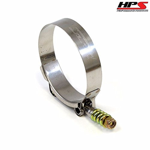 6x HPS SLTC-275 Spring Loaded Stainless Steel T-Bolt Clamps SAE 60 for 2.5" ID Hose, Effective Size 2.75" - 3.00", Polish
