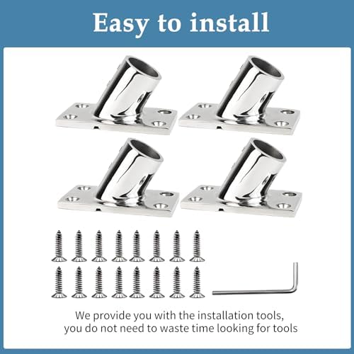 YANYUCB Boat Hand Rail Fitting,316 Stainless Steel Rectangular 60/90 Degree Boat Hand Rail Base(1 inch,1-1/4inch,7/8 inch,1-3/16 inch) with L Shape Hex Key and Screws