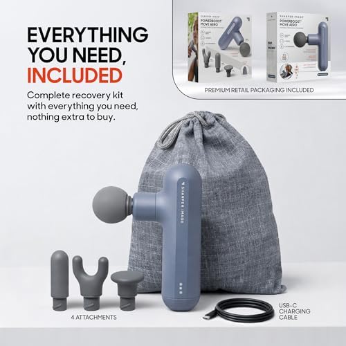 Sharper Image Powerboost Move Mini Percussion Massage Gun, Powerful & Quiet