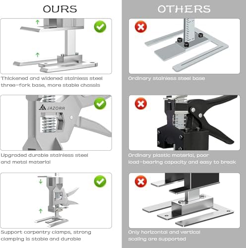 2Pcs Metal Labor Saving Arm Jack, Load-Bearing 440 lb Multi-Function Height Adjustment Lifting Device Arm Tool Lift Wall Tile Locator Door Panel Lifting Cabinet Jack Board Lifter