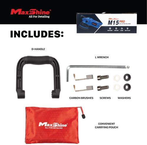 Maxshine M15 Pro Dual Action Polisher Blue – 15mm Long Throw Random Orbital Buffer, 1000W Detailing Machine 5″ Backing Plate – Variable Speed 2500–5000 OPM for Car, Truck, SUV & Boat Paint Correction