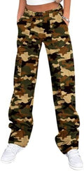 Lepunuo Cargo Pants for Women High Waisted Casual Pants Baggy Stretchy Wide Leg Y2K Streetwear with 6 Pockets