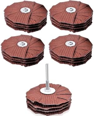 LINE10 Tools 4-inch Sanding Mop Kit, Moulding Flap Wheel Sander for Drill, 80 Grit Mop Sanders Brush, 1/4" Shank, Abrasive Flapper Sander for Woodworking, Contours, Finishing, Pack of 5