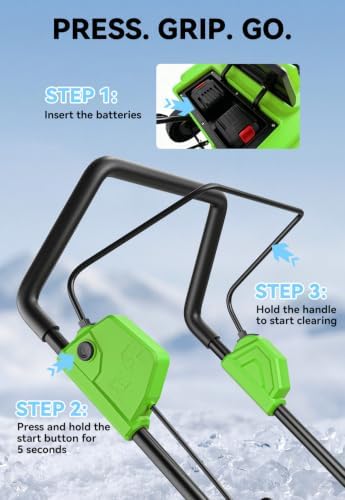 Electric Snow Blower Cordless 20"-Brushless Snow Thrower for Patio, Green