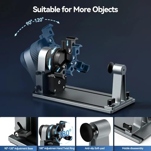 MD18 Rotary Roller, 3-in-1 Accessory Kit for K15 Pro A1 Pro M3 Z6 JL9, Cylindrical Craft Engraver for Cups Bottles Rings Baseball Bat