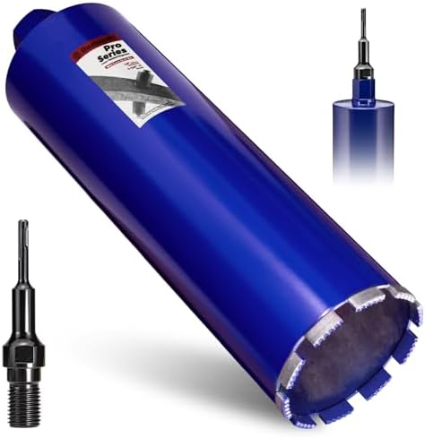 4-1/2" Pro Concrete Core Drill Bit with SDS Plus Adapter (1-1/4"-7 Thread) - 14" Cutting Depth & Upgraded Welded Core Bits for Concrete with Rebar, Brick, Masonry,Stucco,Mortar,Wet Coring
