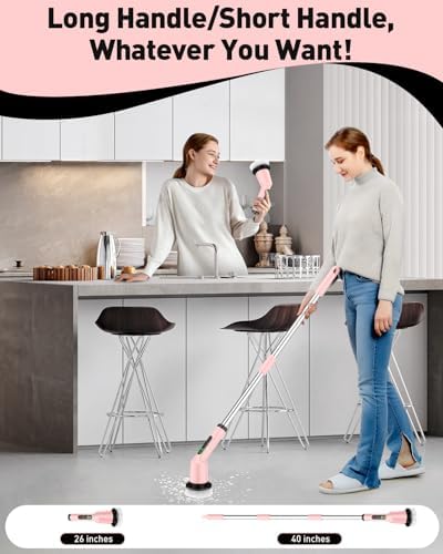 Electric Spin Scrubber for Bathroom, Shower Scrubber with Long Handle