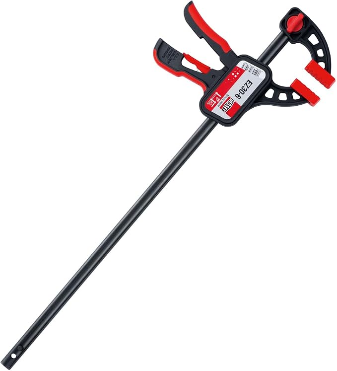 BESSEY EZ30-6 Trigger Style Clamp, 12 inches x 2.36 inches, 445 lb Clamping Force - Fast Acting One Hand Woodworking Clamps for Wood working, Carpentry,Home Improvement, DIY, Construction Projects
