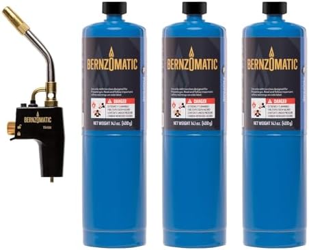 Bernzomatic TS4000 Trigger Start Torch 361524 (TS4000 Torch + 3 Pack Propane Gas)