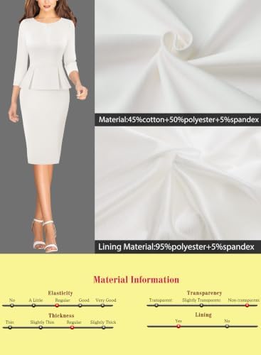 VFSHOW Womens Work Business Office Front Zipper Peplum Church Sheath Dress
