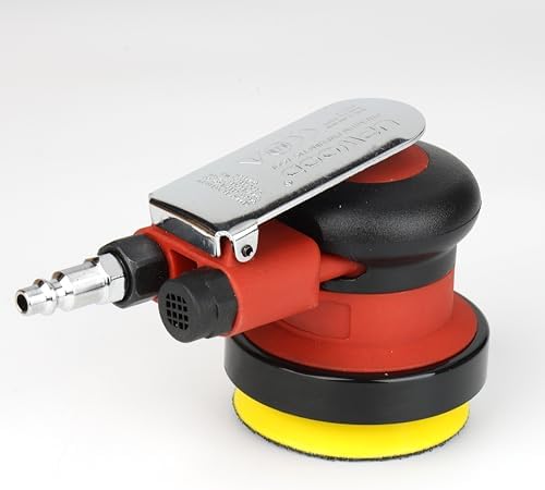3 inch Mini Palm Air Sander, MAX 12000 RPM 3/32" Orbit Random Orbital Pneumatic Polisher, for Auto Body Woodworking Metal, with 12 Sandpapers & Extra Backing Pad