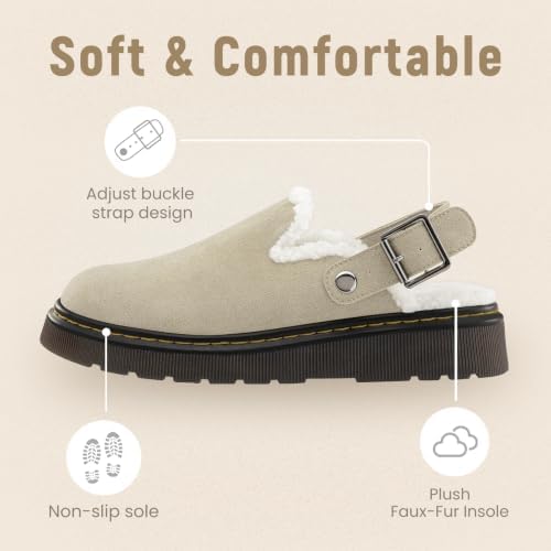 Athlefit Women's Slip On Suede Clogs with Back Strap