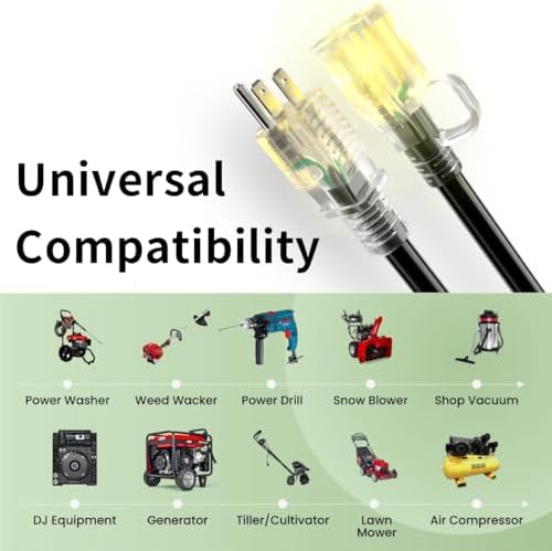HUANCHAIN Indoor Outdoor Black Extension Cord 200 FT Waterproof 16/3 Gauge