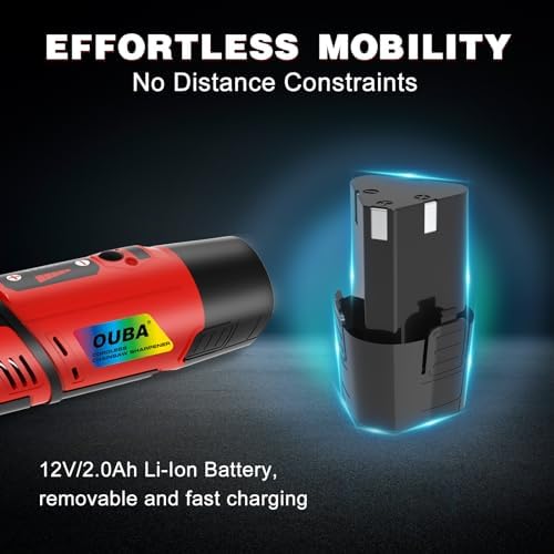 OUBA Cordless Chainsaw Sharpener with 12v Battery, Comes with Electric Chainsaw Sharpener Tool with 54 PCS Sharpener Accessories, Chainsaw Chain Sharpener with Titanium Plated Diamond Bits