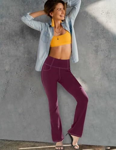 VOOVEEYA Women's Bootcut Leggings - Bootleg Yoga Pants Flare with 4 Pockets