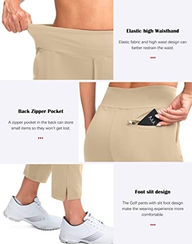 YYV Women's Golf Pants High Waist Stretch Ankle Pants with Pockets