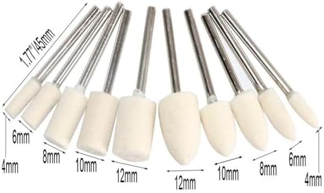 10PCS Wool Felt Ceramic Grinding Head Pointed Polishing Sesame Sponge Rubber Abrasive Wheel 3mm Shaft Mounted for Rotary Tool