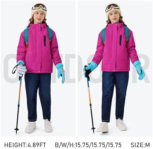 MoFiz Girl's Ski Jacket Fleece Snow Winter Coat Kids Warm Snowboard Jacket
