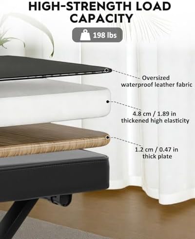 STRICH Collapsible Piano Keyboard Stand & Bench Set, Portable Digital Piano Stand for 54-88 Key Electric Pianos & X-Style Piano Bench, Music Keyboard Bench Seat, Chair, Black, SKT-01 & SPB-M10