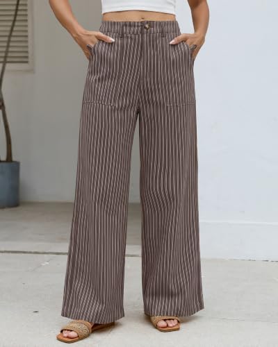 Bsubseach Womens Cotton Linen Pants Wide Leg Work Casual Pants