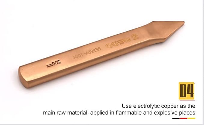 WEDO Non-sparking Cross Cutting Chisel, Spark-free Safety Cross-Cut Chisel, Beryllium Copper, DIN Standard, BAM & FM Certificate, 4x6x140mm