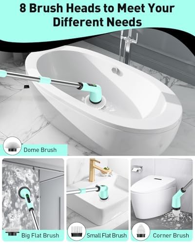 Electric Spin Scrubber for Bathroom, Shower Scrubber with Long Handle
