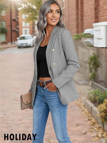 Mina Self 2026 Women's Fall Tweed Blazer Plaid Jacket Business Casual Coat